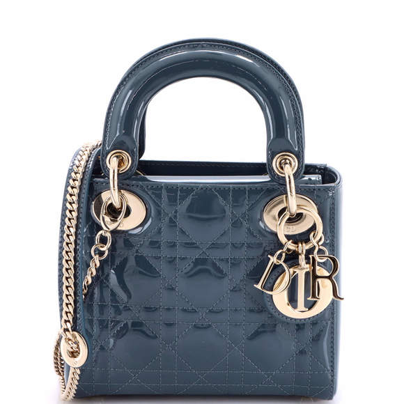 Christian Dior Mini Lady Dior Chain Bag Cannage Quilt Patent - Picture 1 of 5